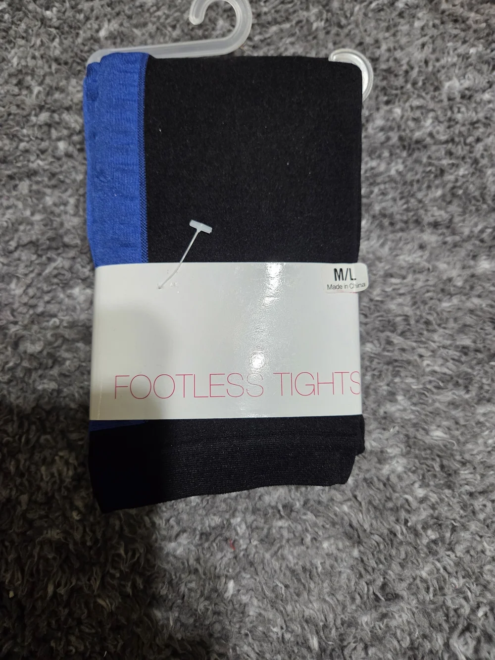 Footless Tights - Black with Blue Trim, M/L